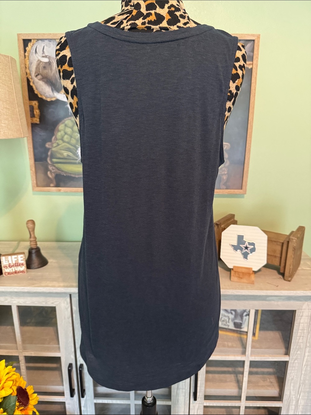 Lucky Brand Dark Navy Peacock Embroidered Tank Top - - Picture 4 of 8